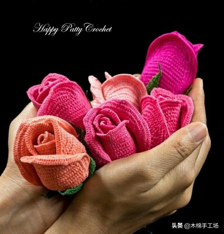七种玫瑰花的钩编步骤,浪漫永不凋零的玫瑰花折纸
