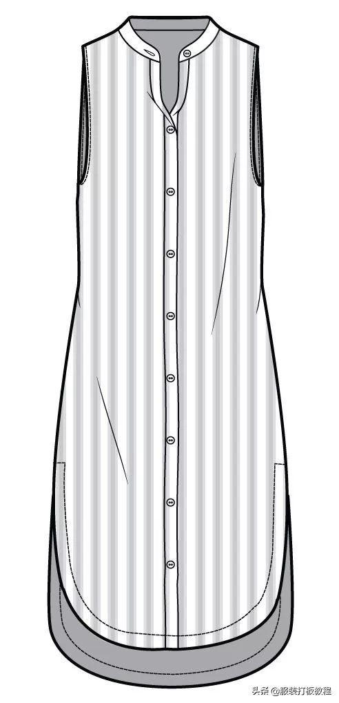 长袖衬衫裁剪教程来了,简单衬衫制版图