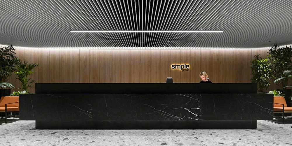 办公室装修32款极简前台,办公室装修前台背景墙怎么选