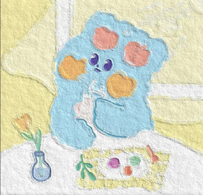 卡通小熊头像简笔画,卡通小熊丙烯画