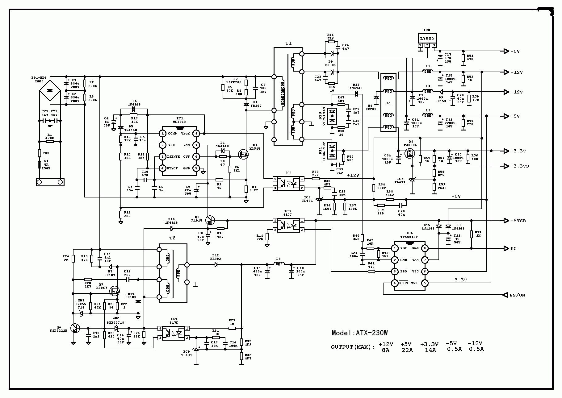 pc电源电路图工作原理,电脑电源原理图详解