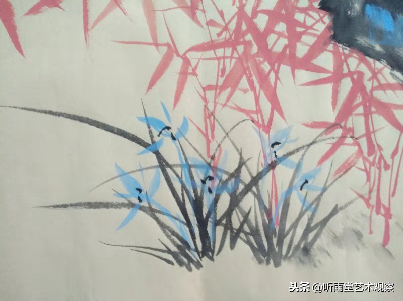 军旅画家兰晓龙《双清图》：一丛新竹，几茎兰草！