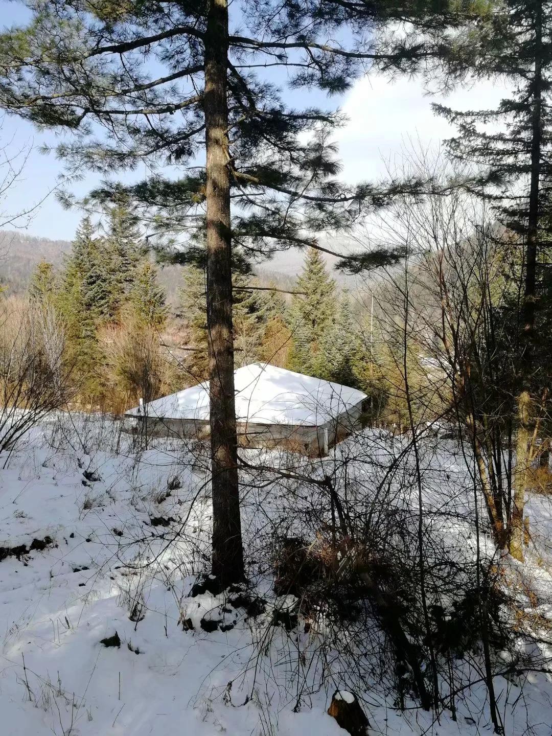 小小双峰冷凝紫气，壮美山河雪掩行踪