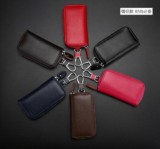 钥匙扣真皮小钱包,小型多功能钥匙包真皮