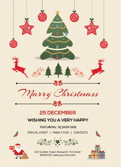 ps圣诞节海报不需素材,华丽金色psd圣诞快乐海报模板