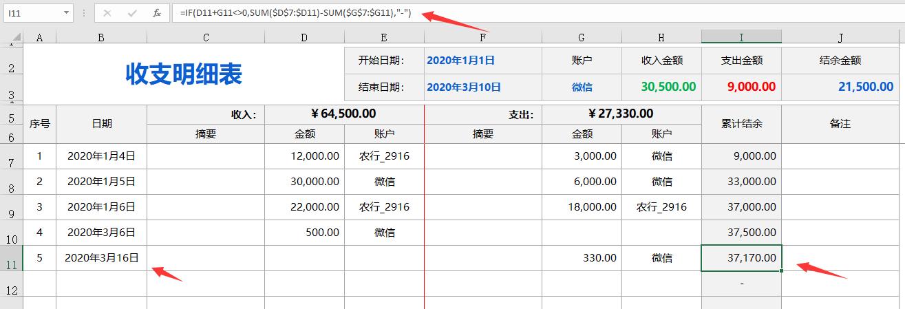 Excel收支表可查询自动计算，完整函数统算，一表操作简单不劳心