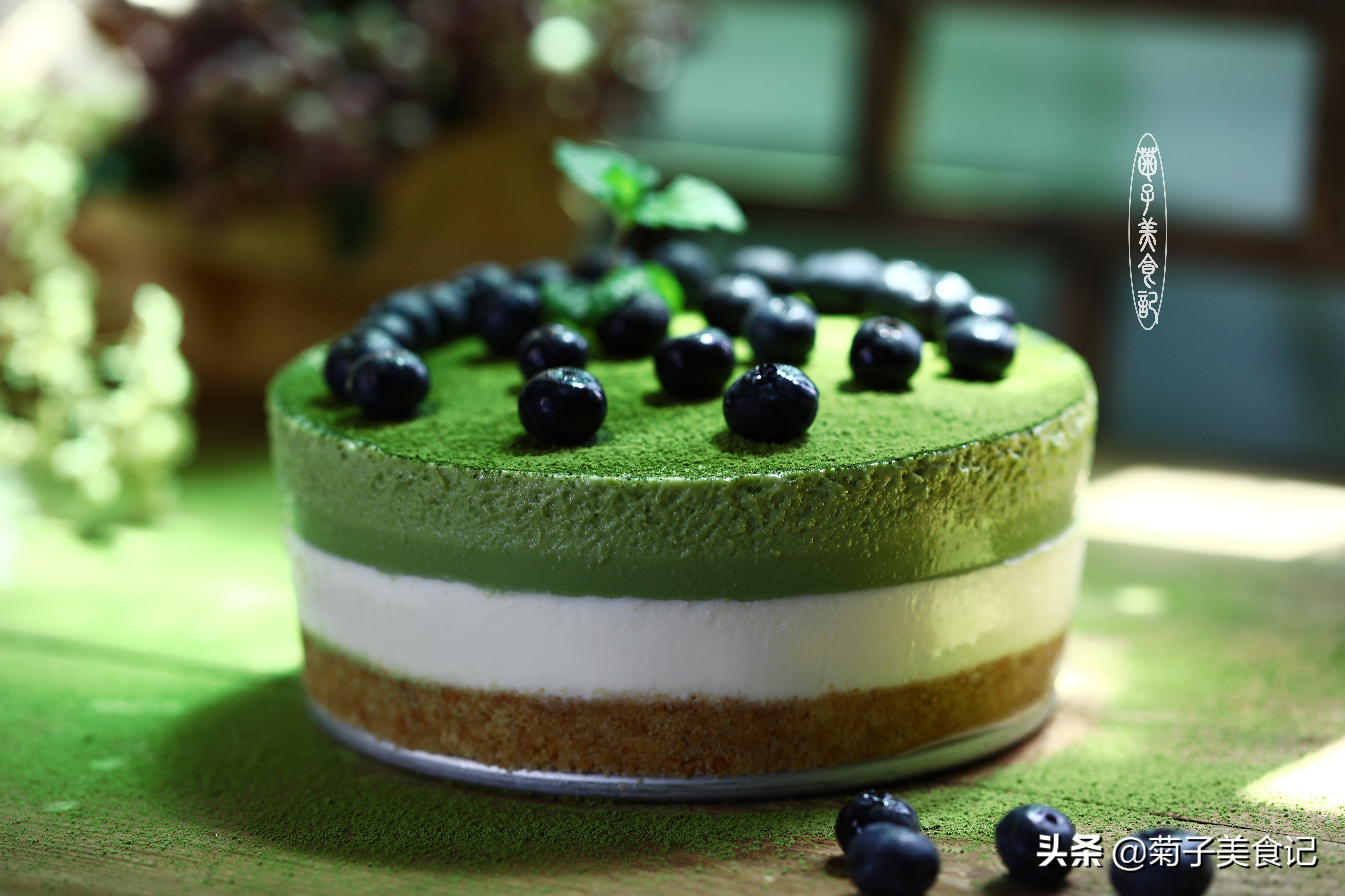 超级美味的抹茶蛋糕,夏季甜点清新抹茶慕斯