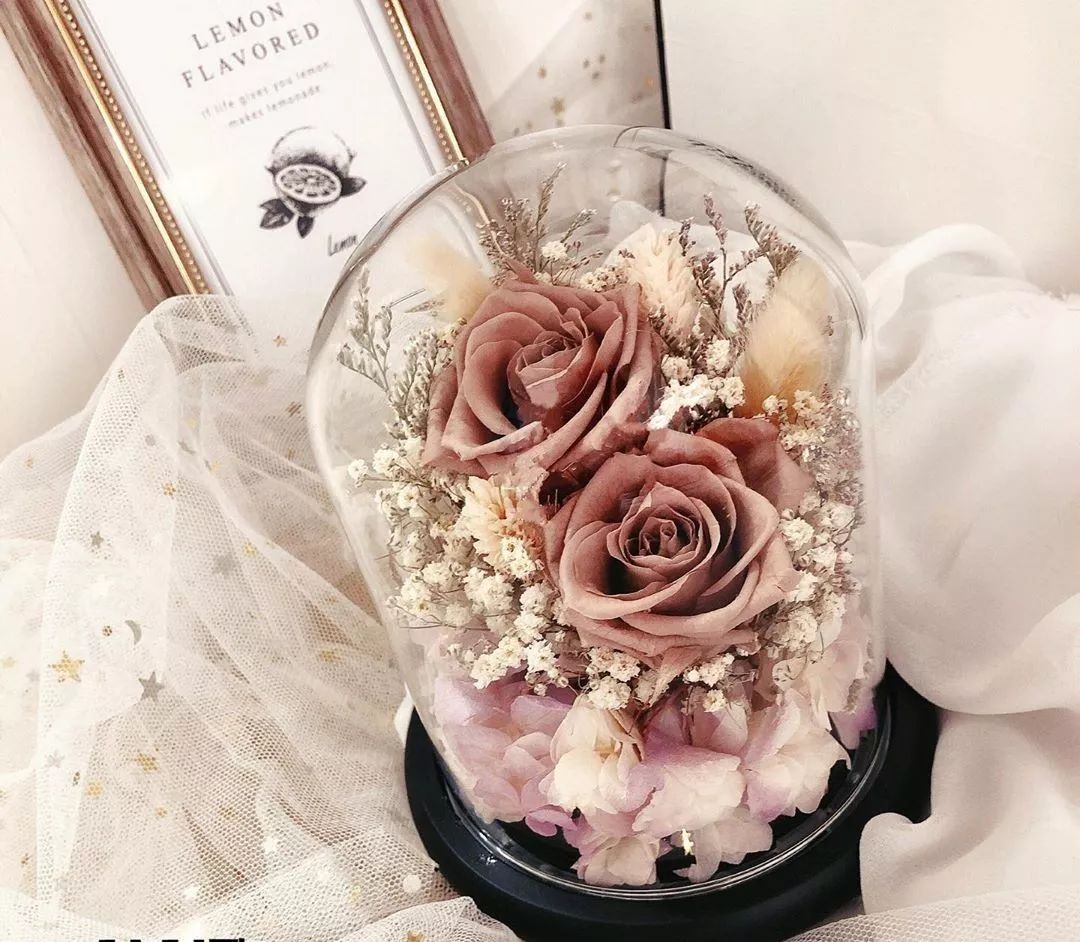 新款永生花玻璃罩,玻璃罩永生花手工diy制作