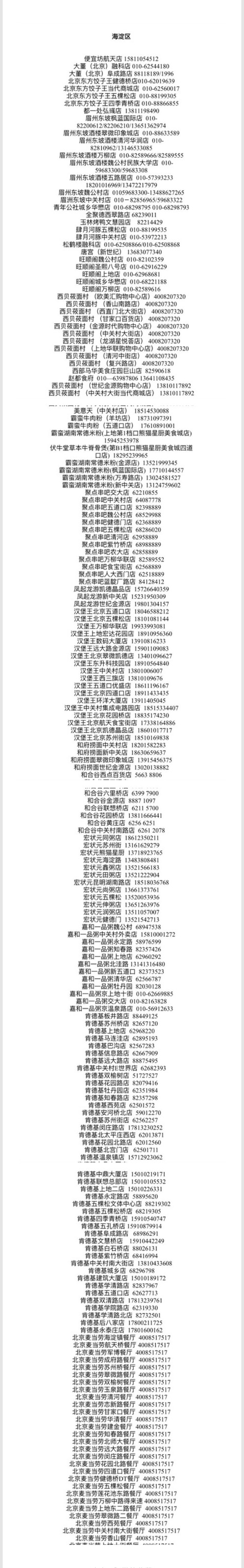 北京市餐饮外卖名单,北京餐饮门店超200家品牌