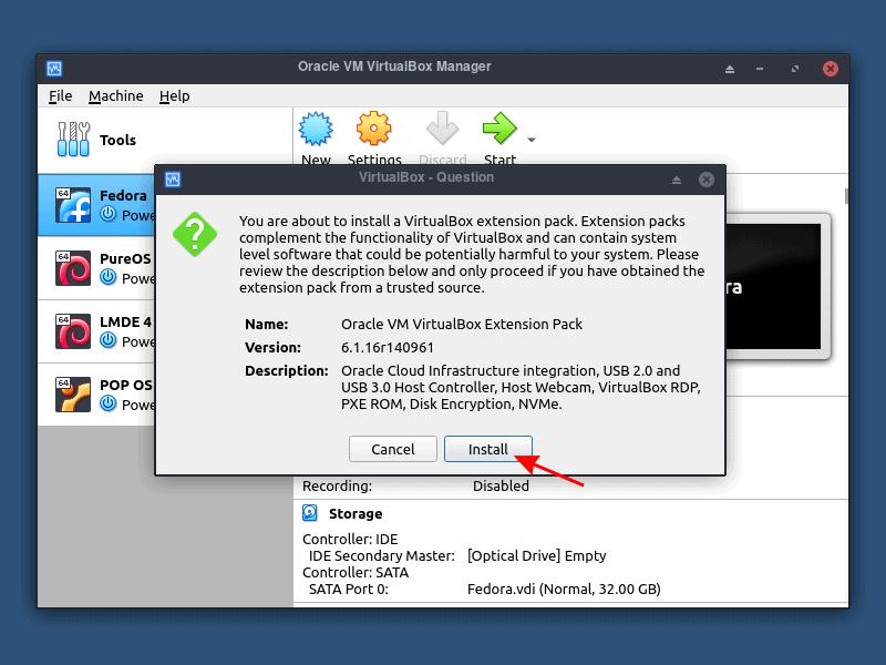 如何在linux中安装virtualbox,virtualbox新建fedora虚拟机教程