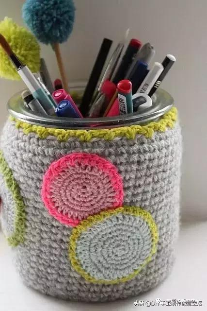 旧瓶子改花瓶套的钩法,旧玻璃瓶编织教程