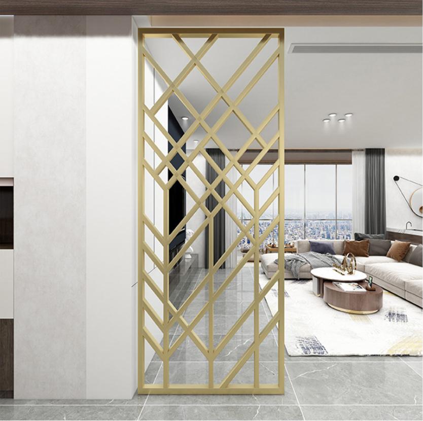 屏风隔断客厅高档大气不锈钢屏风,金属屏风哪个颜色好看