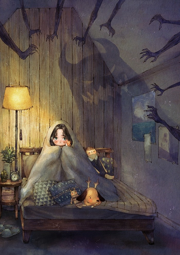 韩国插画师森林女孩日记图文,水彩插画森林女孩日记
