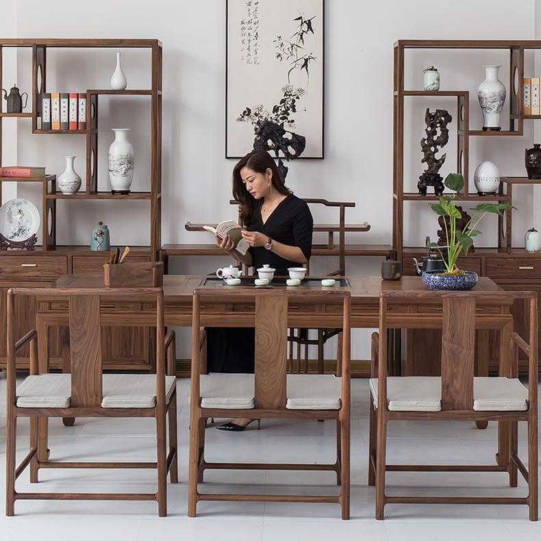 新中式茶桌椅组合现代简约禅意,现代简约茶室茶桌椅