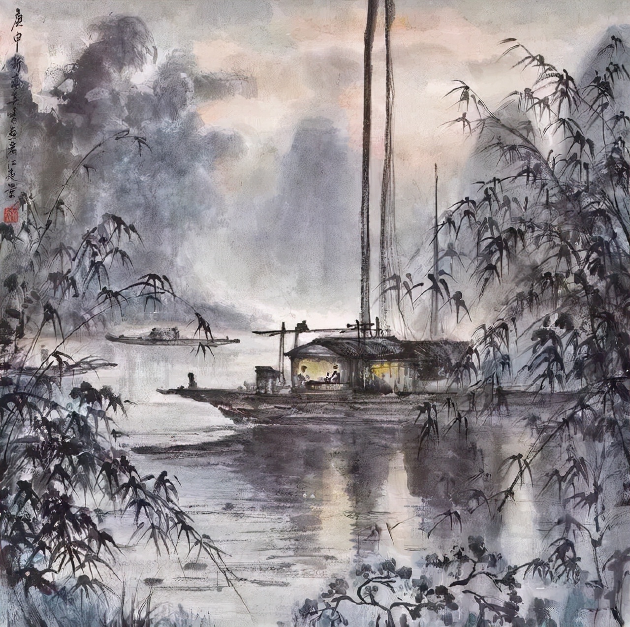 水墨画夜景欣赏,画夜景最好的中国画