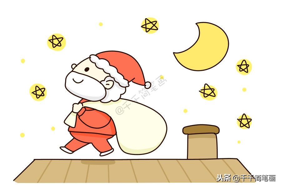 圣诞老人简笔画你收到礼物了吗,圣诞礼物盒简笔画