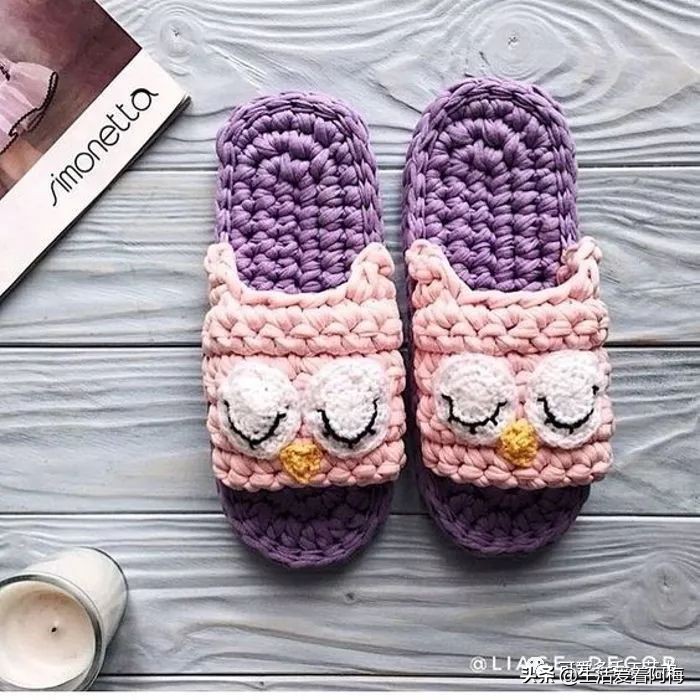 用布条做毛线拖鞋的方法,杂线编织手工拖鞋