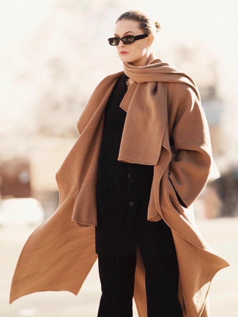 多种系法围巾女款配大衣,搭配大衣超美的一款围巾系法