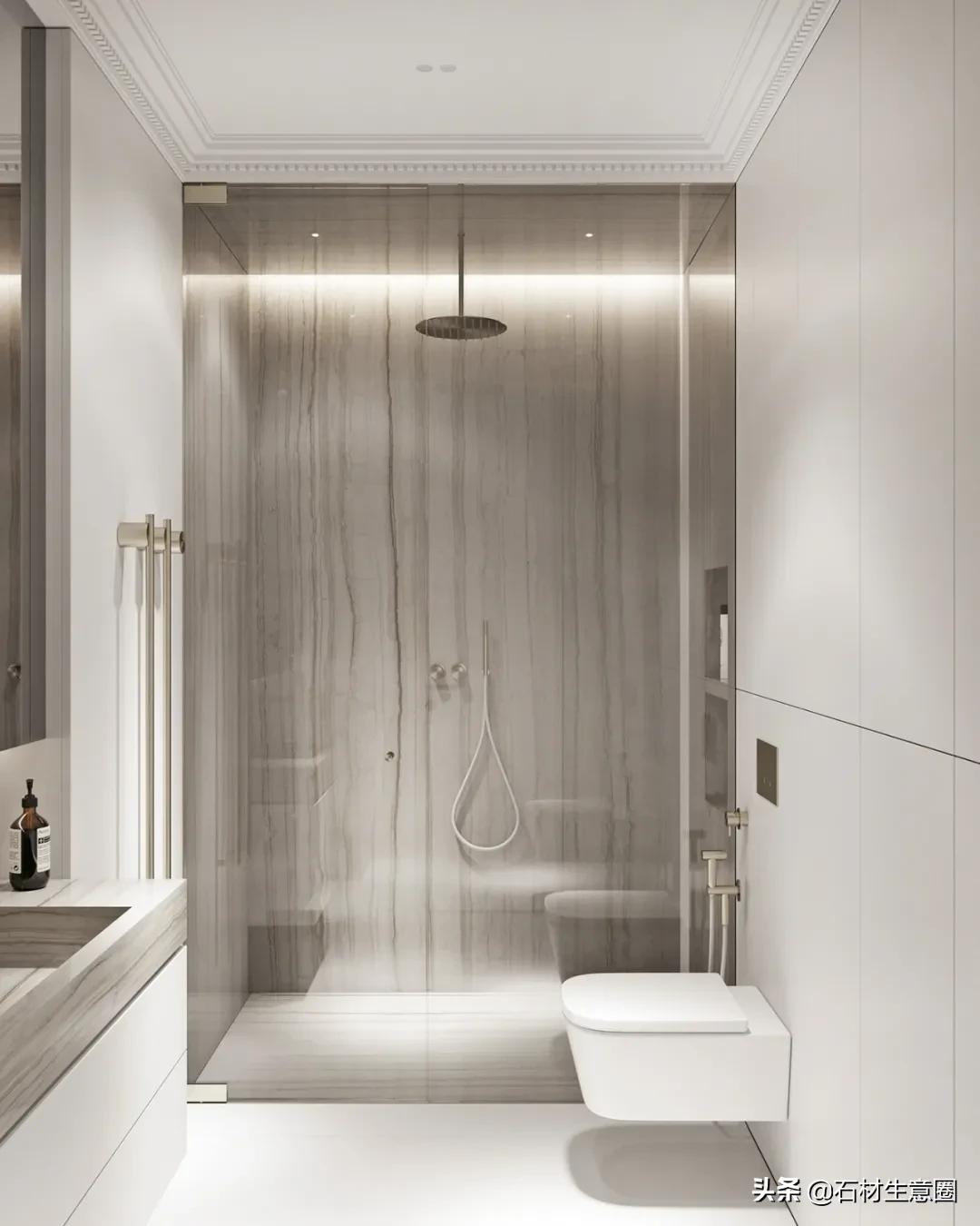 大理石做的浴室柜效果图,极简风格大理石浴室