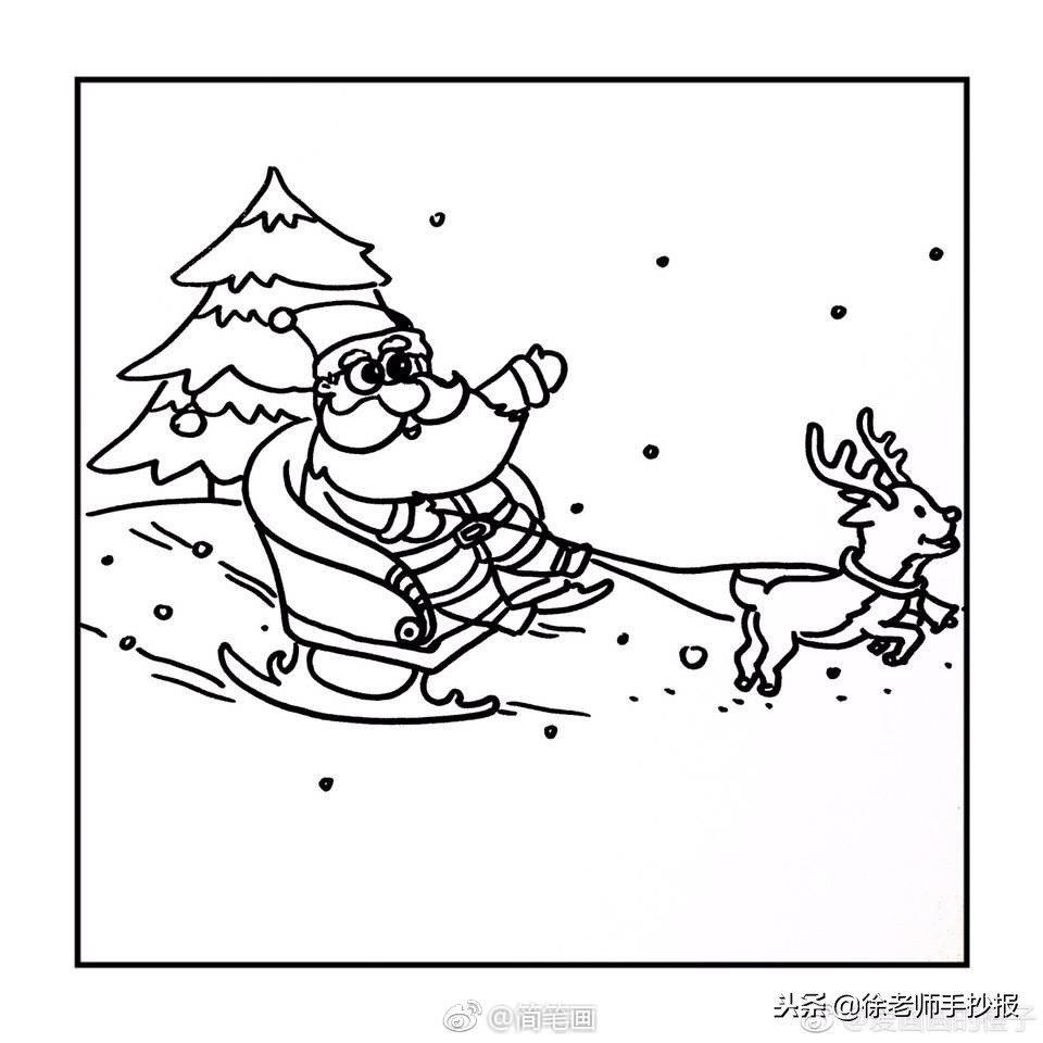 圣诞节可爱公主简笔画,礼物盒简笔画圣诞节版