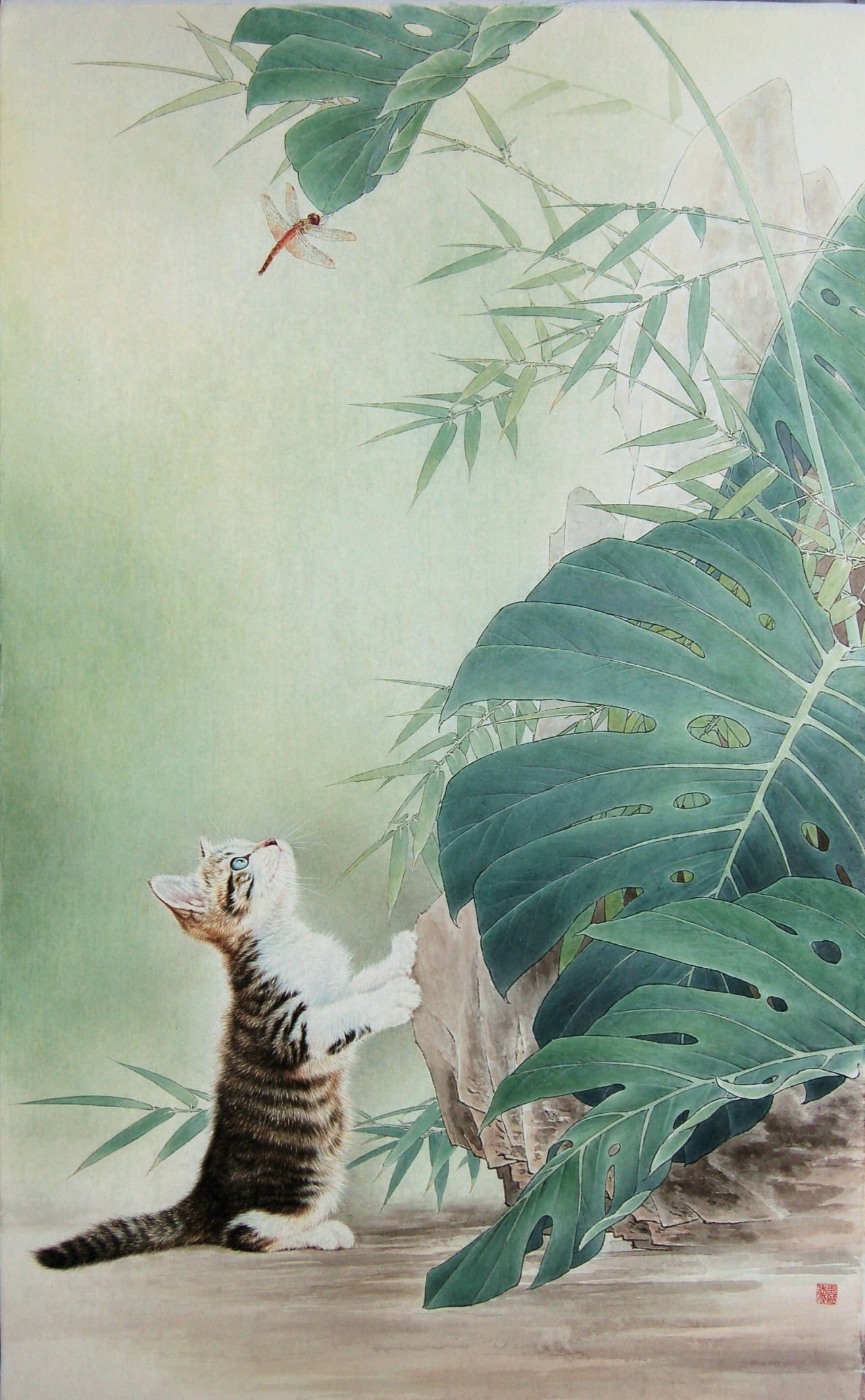 邢诚爱工笔猫画法,邢诚爱工笔画猫兔子高清大图