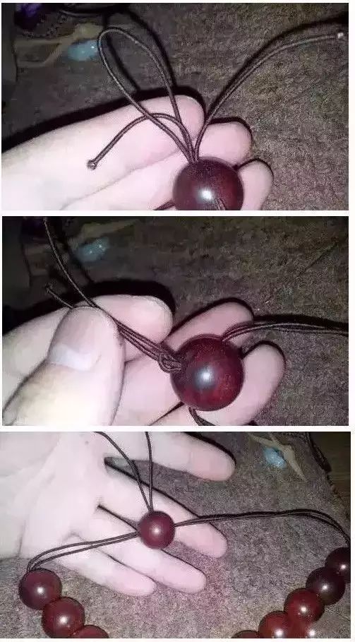 弹力绳穿珠子收尾打结方法,手串绳隔珠结的打结方法