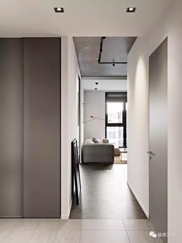 公寓卧室人字拼木地板,深灰色人字拼地板装修效果