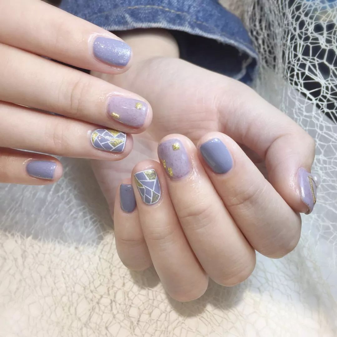 奶油皮纹法式格纹美甲教程,皮草胶美甲款式图案