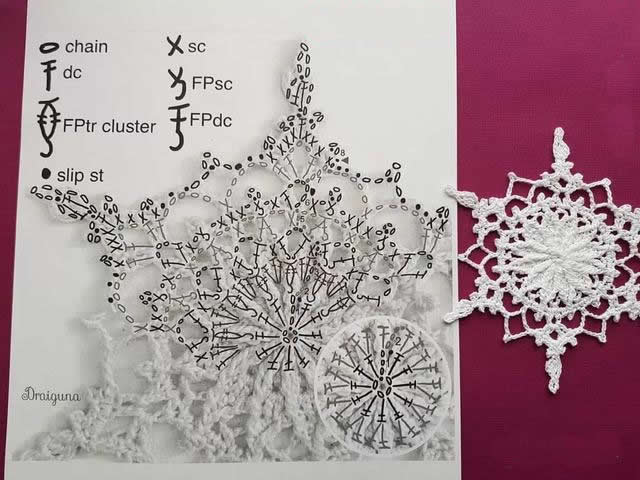 简单手工钩织雪花,钩编高清雪花图解教程