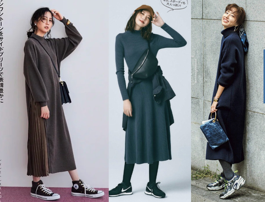 教你一条针织裙如何搭出氛围感,女生针织裙穿搭技巧