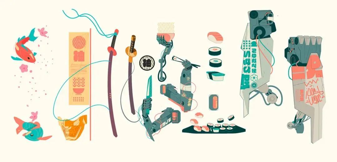 画面冲击感强烈的插画,这种手绘插画是用什么笔画的