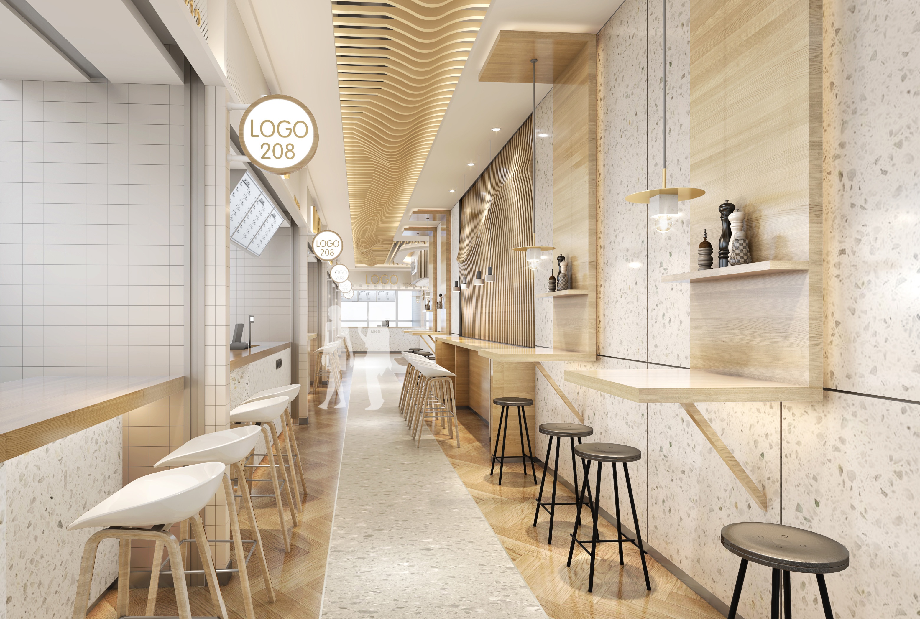 3000平美食城档口装修效果图,美食城改造方案