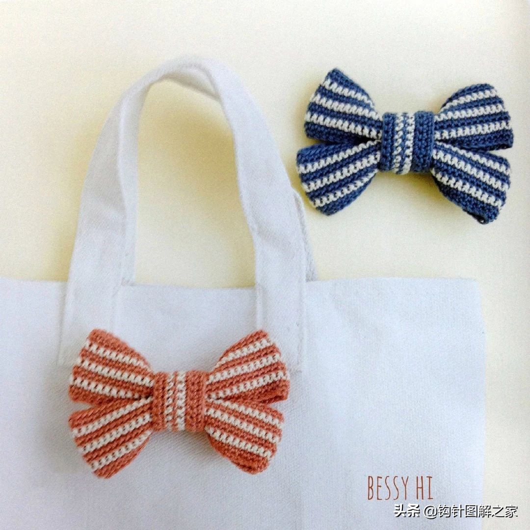 钩针蝴蝶结花样大全图解,钩针蝴蝶结教程全过程