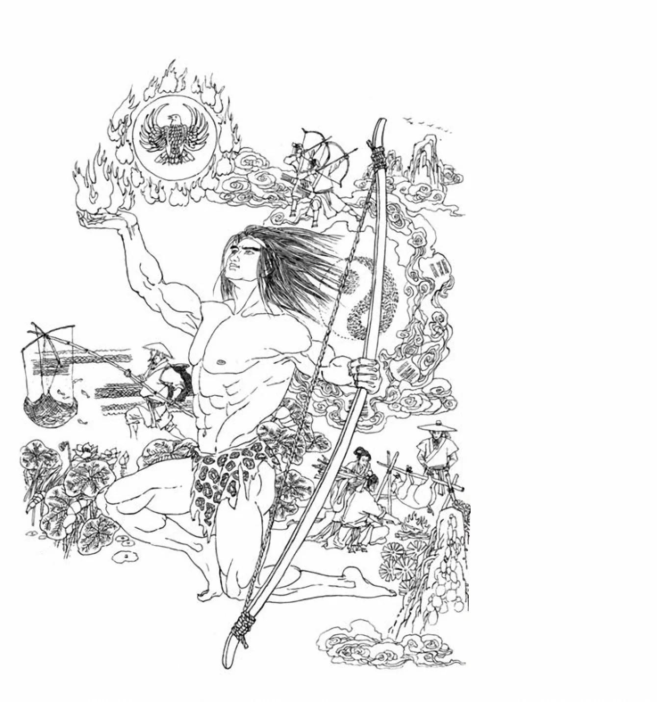 图谱神话人物工笔画白描,国画工笔人物白描图片大全大图