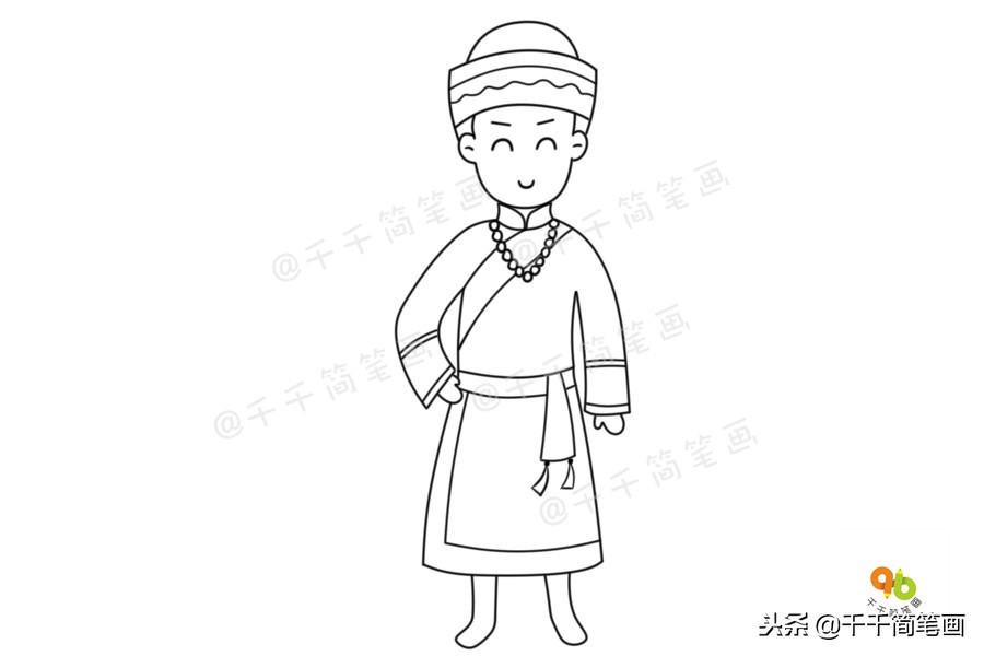 56个民族服装完整版简笔画教程,简笔画入门教学少数民族服饰人物