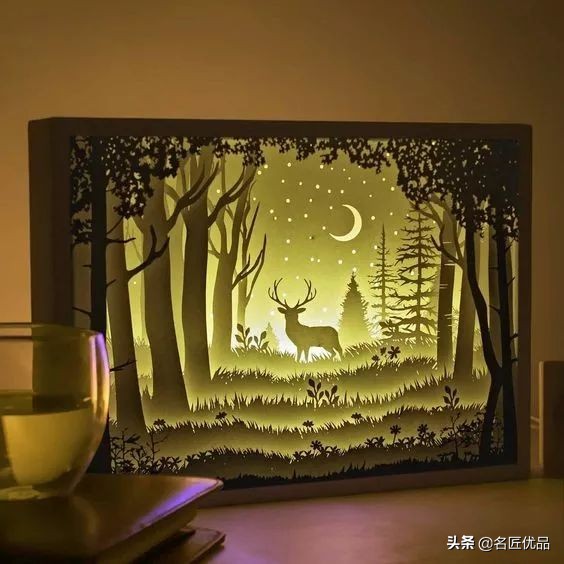 适合做多层立体纸雕的图,屋子半立体纸雕