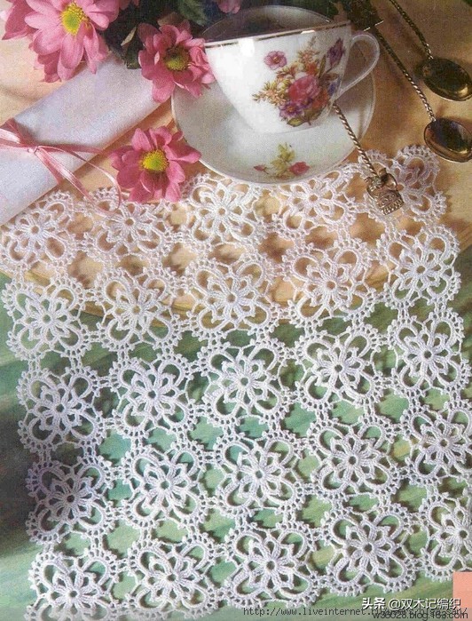 洛可可风蕾丝古典钩针桌布,钩针编织蕾丝长方形沙发巾图解