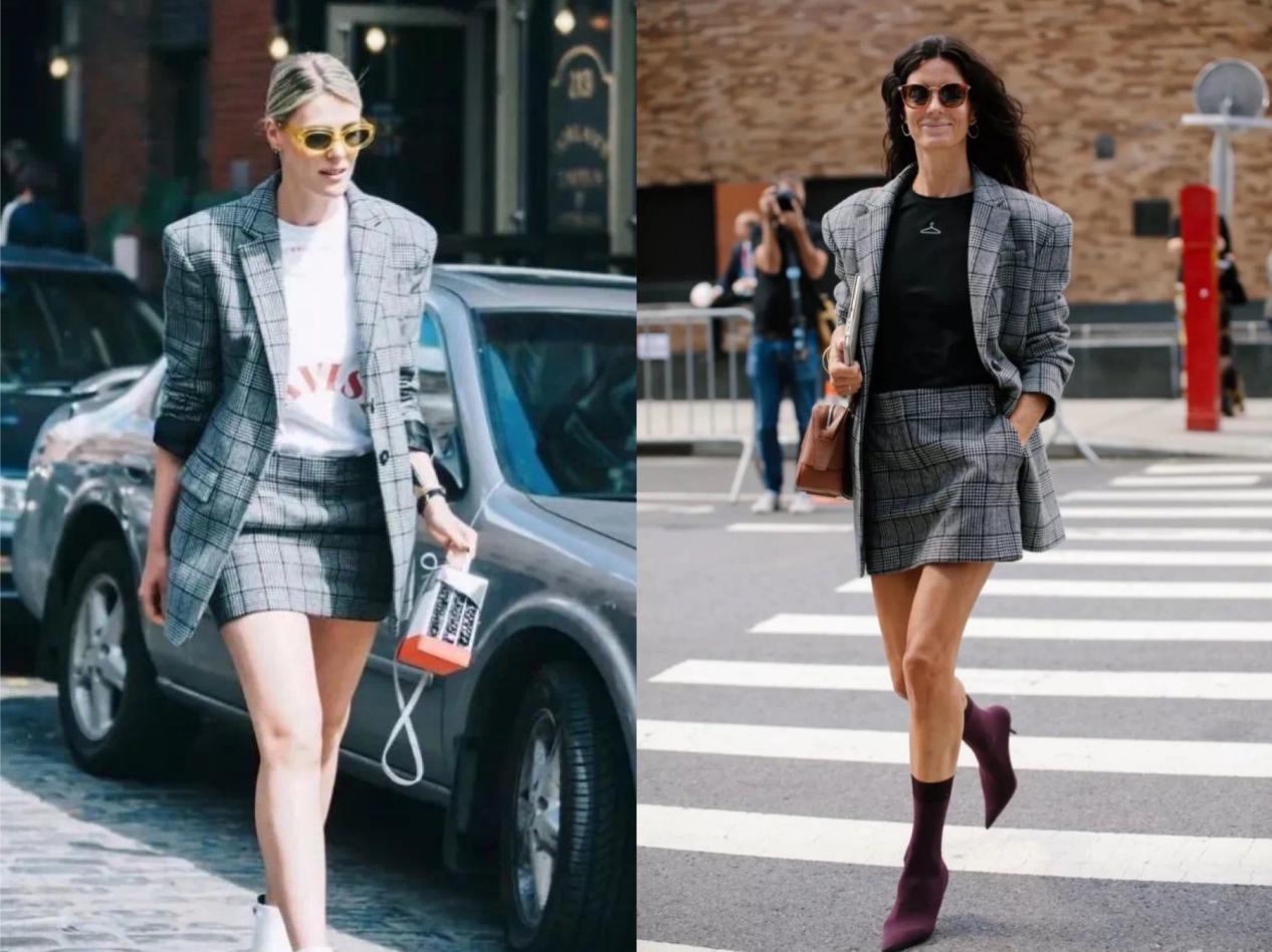 西装裙子怎么穿才好看,西装裙子开春率先走红的时髦搭配