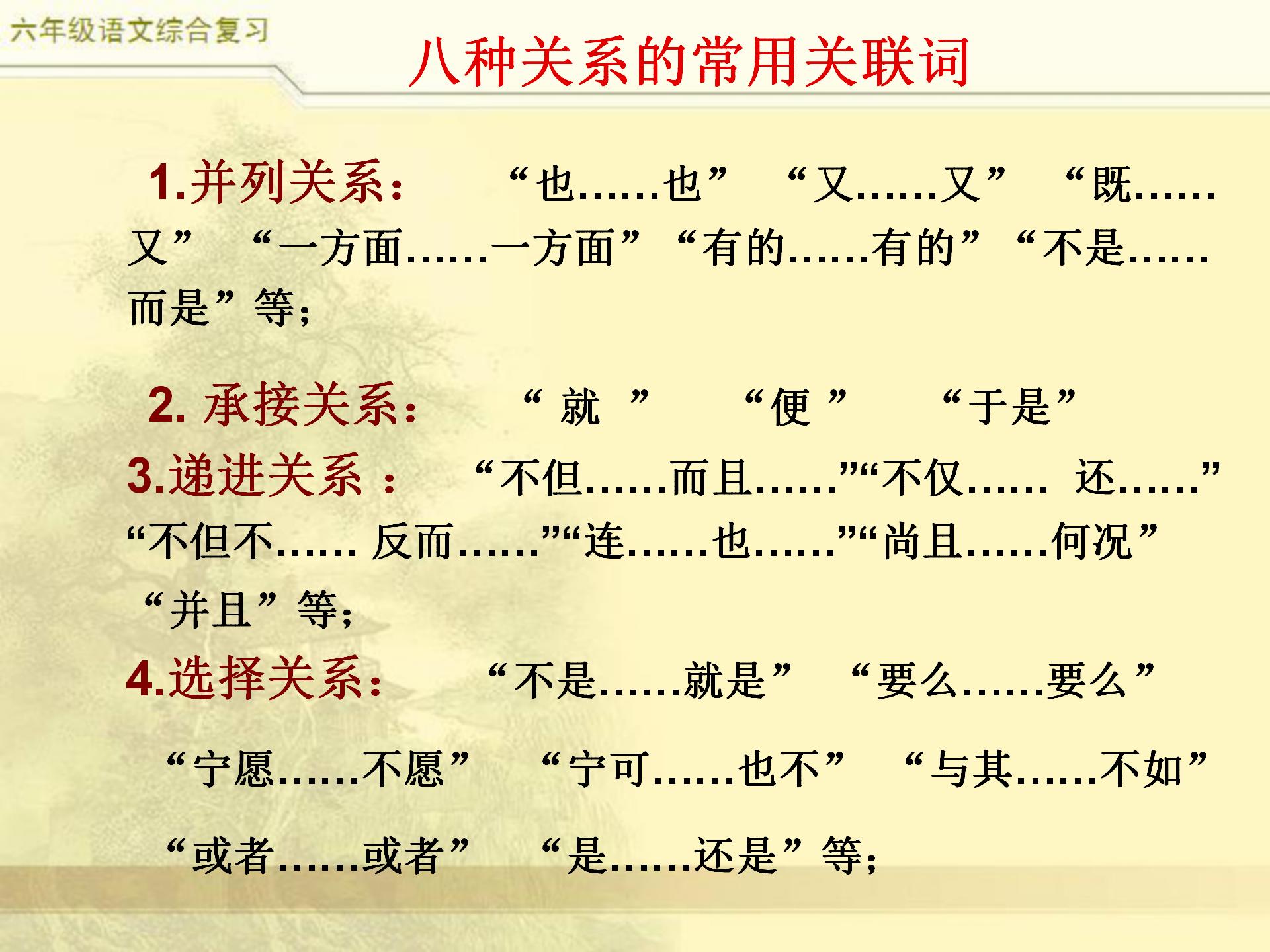 小升初语文综合复习，关联词专题，小学常见8类关联词特点及修改