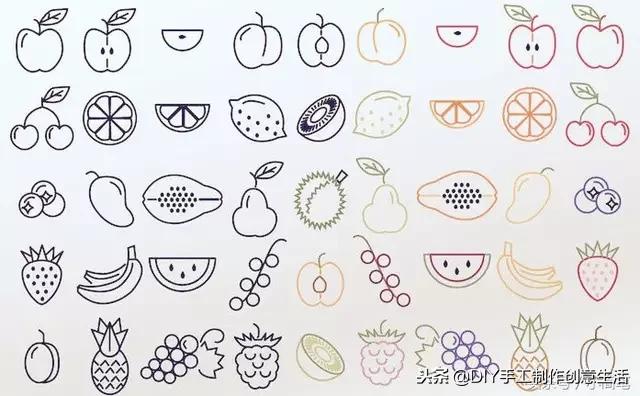 画水果大全图片简笔画,水果简笔画和水果切开简笔画
