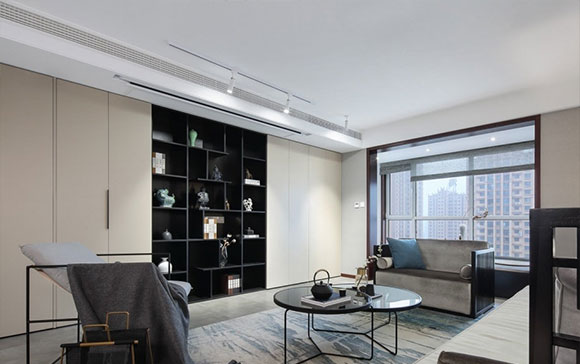 博古架式电视墙效果图,博古架装修效果图电视墙旁边