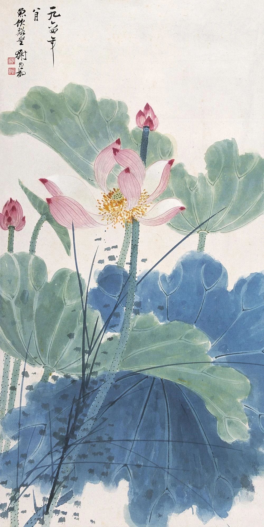 墨与色相碰撞，他笔下的荷花出淤泥而不染飘来阵阵清香