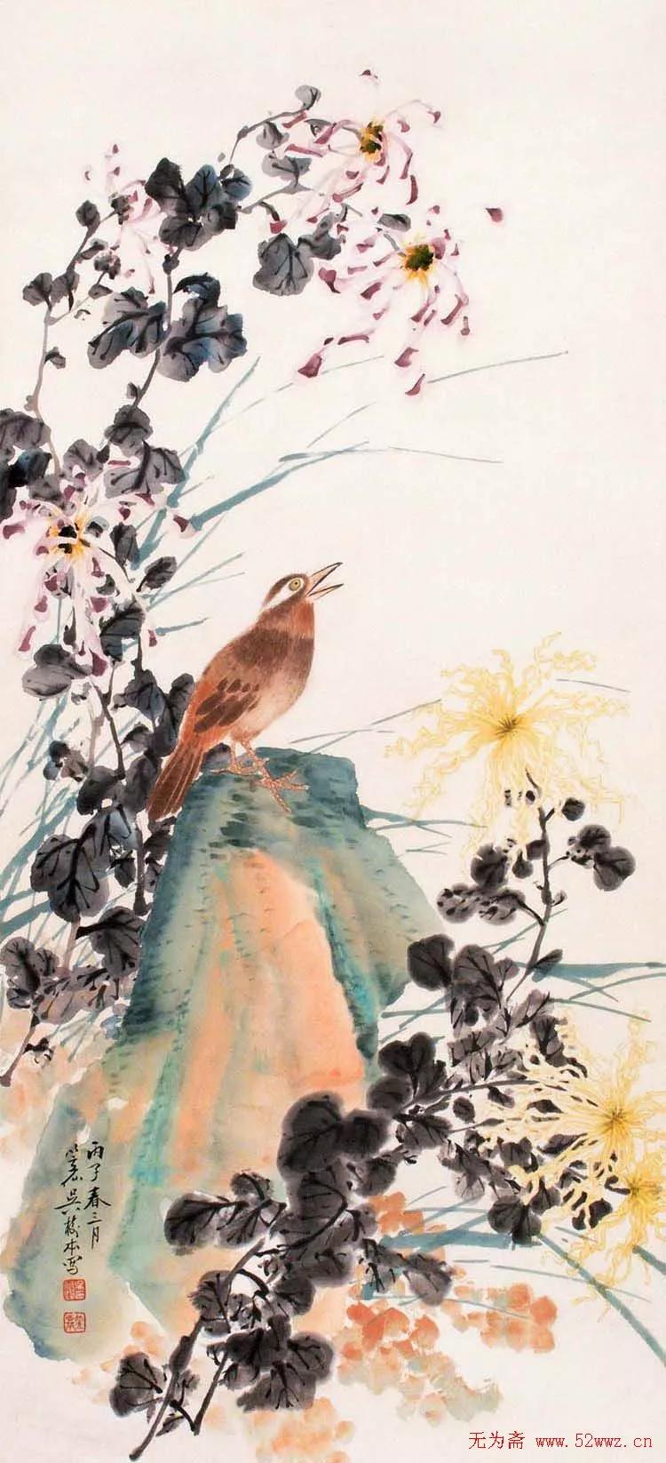 国画写意菊花精品100幅,吴昌硕的写意菊花高雅古朴之大美