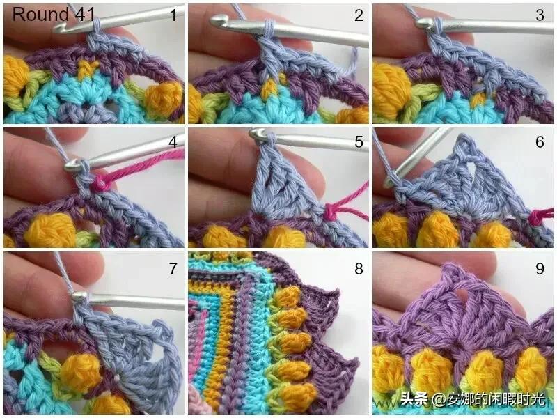 曼陀罗毯子编织教程,苏菲花园曼陀罗毯子钩法高清图解