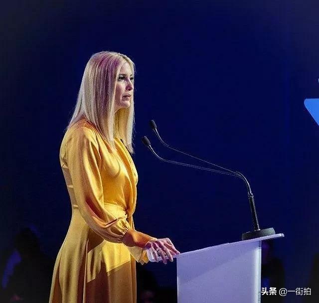 伊万卡身穿金黄色裙,伊万卡迪拜之行