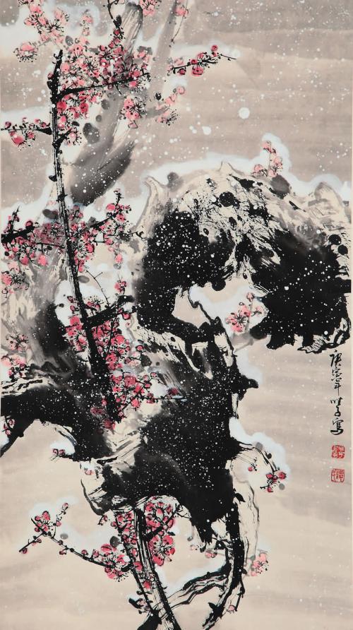 中国风山水画中的雪景,中国画雪景山水画