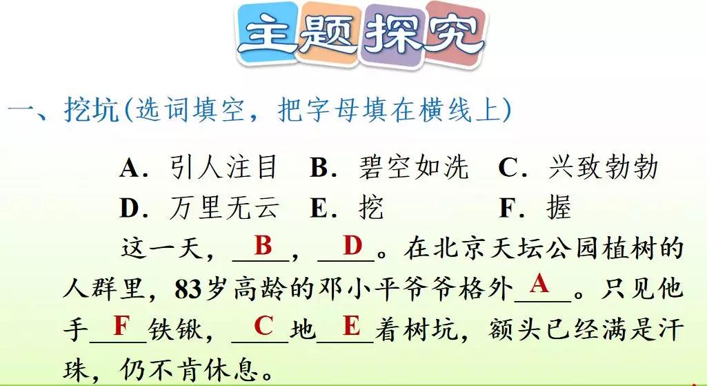 部编版二年级下册语文第4课《*小平邓**爷爷植树》知识点+图文讲解