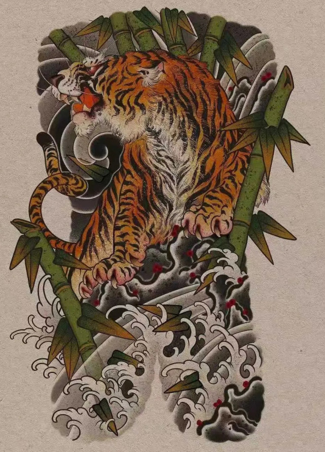 适合女生纹的大满背通体手稿,日式通体满背龙手稿