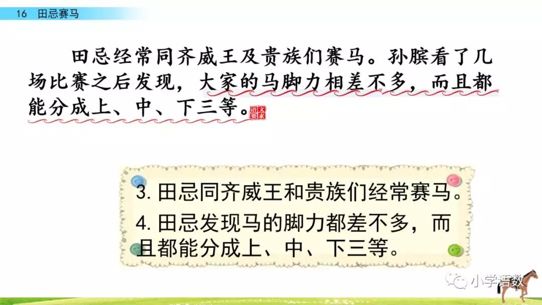 五年级第16课语文田忌赛马讲解,五年级下册16课田忌赛马全部笔记