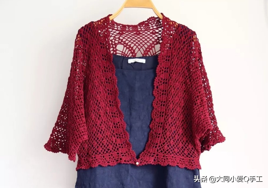 夏季镂空罩衫钩针编织,春夏季百搭钩针小开衫有编织图解
